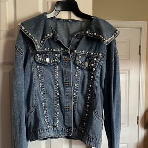 Pearl Embellished Denim Jacket